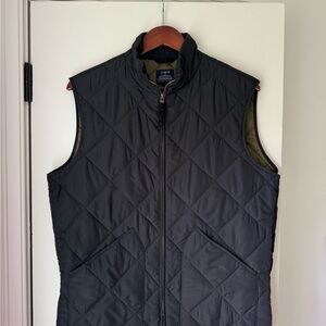 J. Crew Black Quilted Vest with Stand-Up Collar